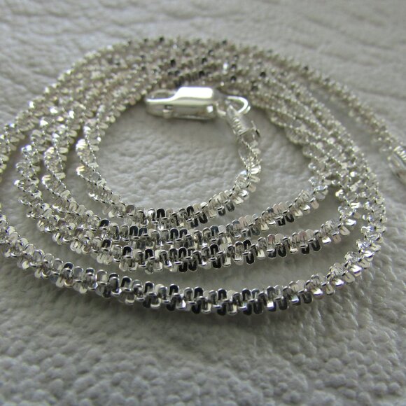 Italian 925 Sterling Silver Diamond Cut Rope Chain Bracelet - 2 mm - NEW - Picture 4 of 12